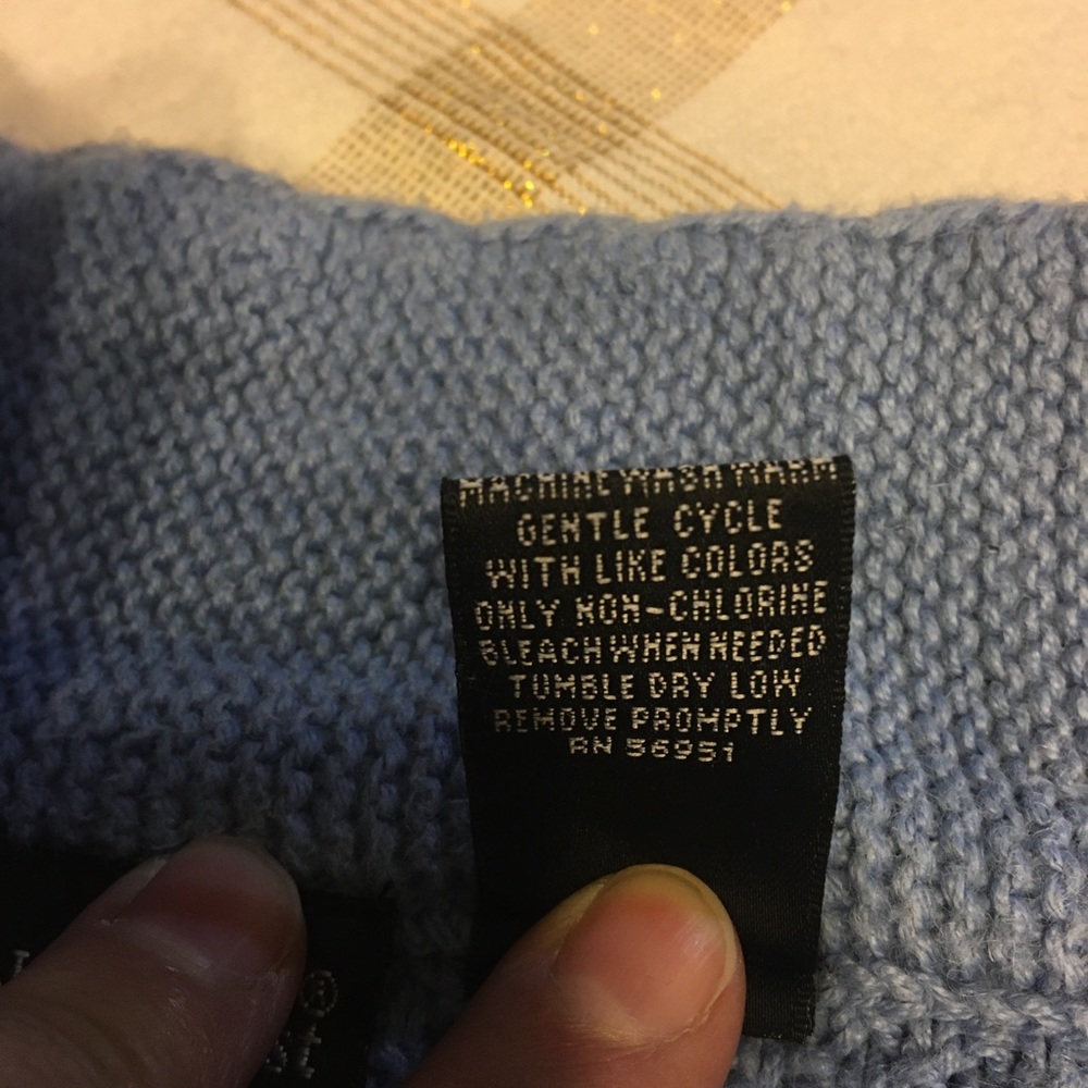 NORTHCREST LG CORNFLOWER BLUE QUARTER ZIP SWEATER WITH BEAUTIFUL PATTERNS - Picture 7 of 8